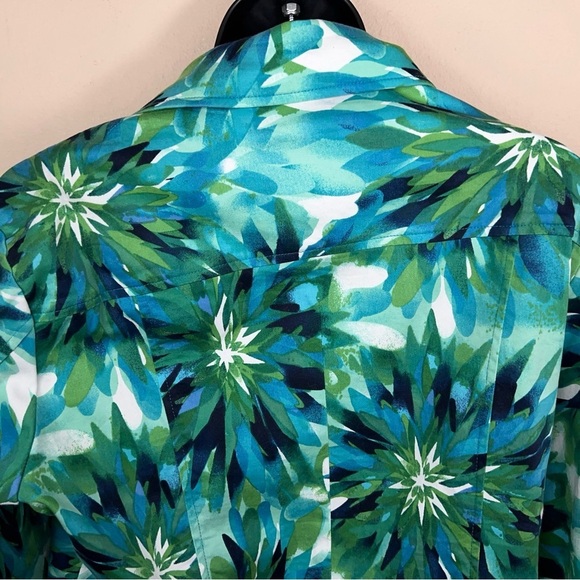 Small Drapers And Damons Green Tropical Print Jacket Long Sleeve Blue Green - Picture 7 of 13